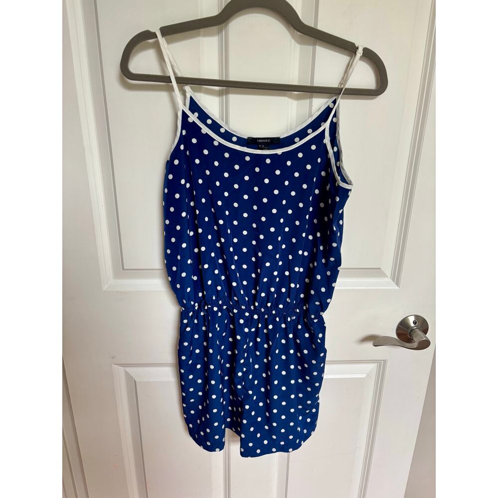 Forever 21 Navy Polka Dot Romper Size Medium